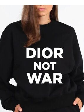 Black 'DIOR NOT WAR' Crewneck Sweatshirt